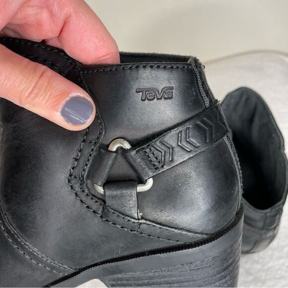 Teva Foxy Boots Leather Side Zip Ankle Booties Goth Emo Waterproof Black 8.5 - Picture 10 of 15
